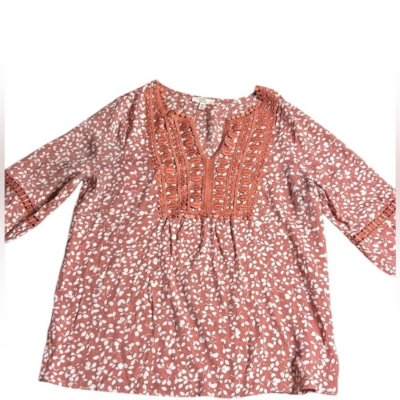 Y2K COMO blouse,women S, boho ,EC,Embroidered,cut outs, yoke,festival,pink/rust - Picture 16 of 16